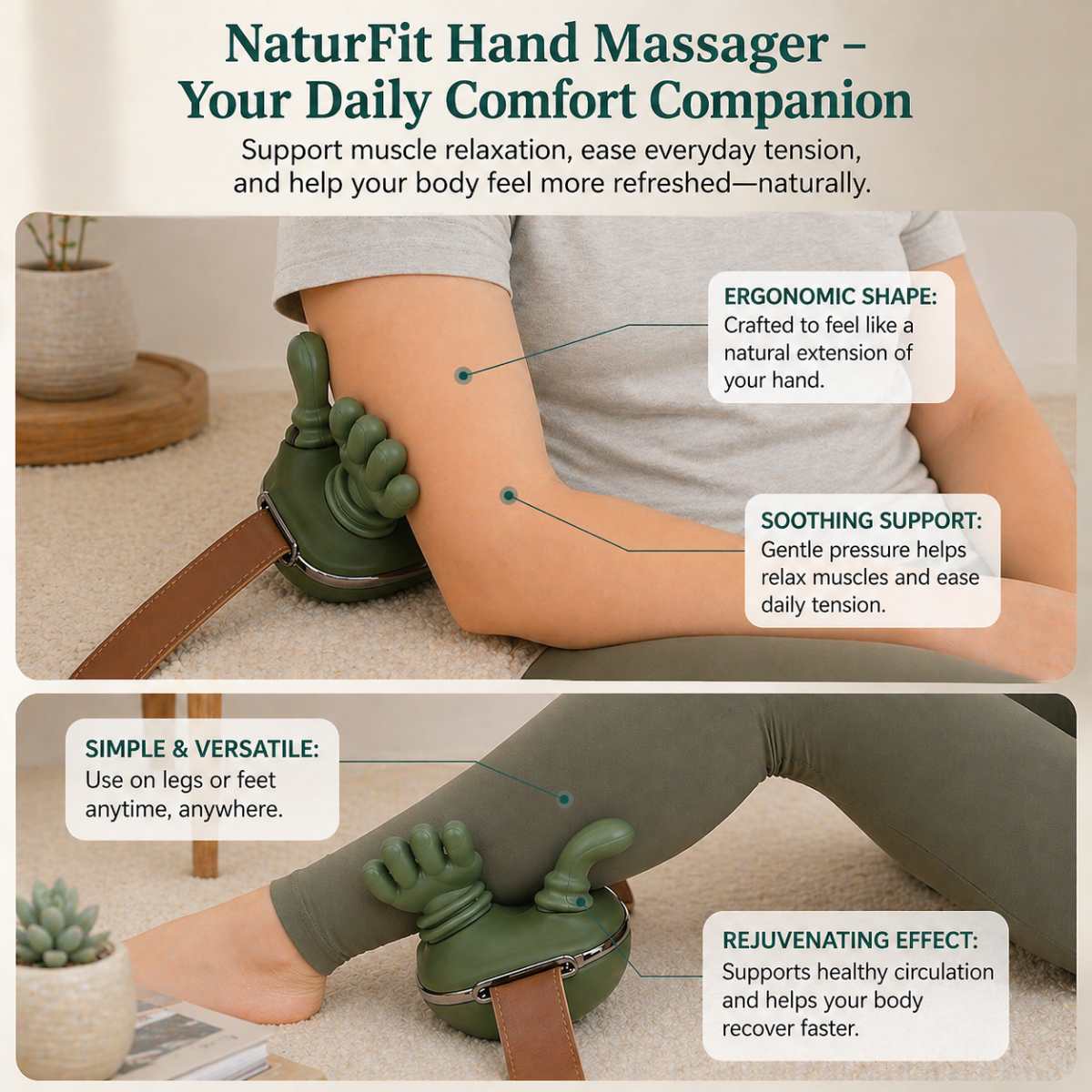 4D Human-Hand Imitation Massager | Ergonomic Shiatsu Therapy for Neck & Back