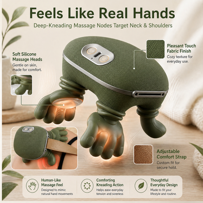 4D Human-Hand Imitation Massager | Ergonomic Shiatsu Therapy for Neck & Back